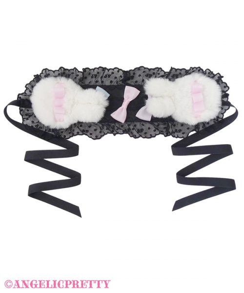 Fluffy Puff Bunny Headdress - Black