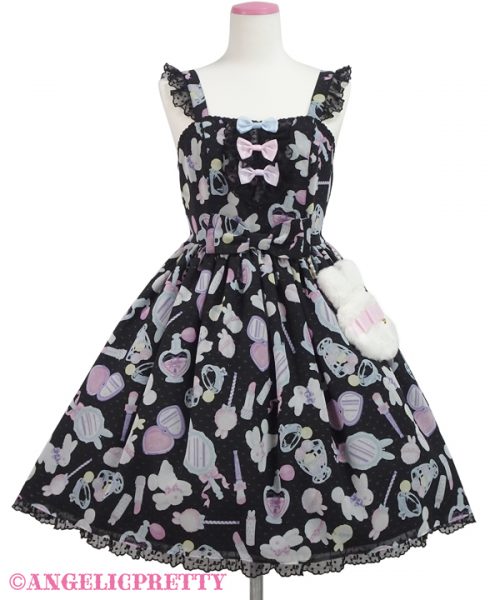 Fluffy Puff Bunny Jumperskirt - Black