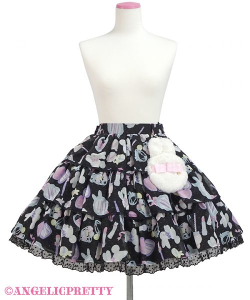 Fluffy Puff Bunny Skirt - Black