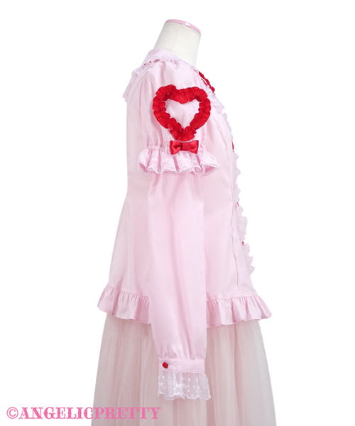 Frill Heart Sleeve Blouse - Pink