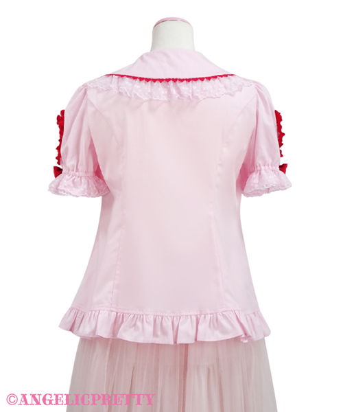 Frill Heart Sleeve Blouse - Pink
