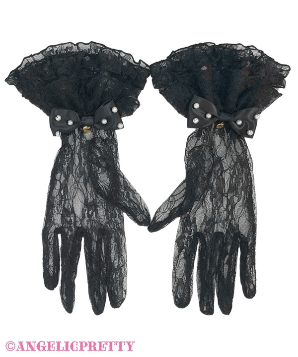 Frill Lace Gloves - Black