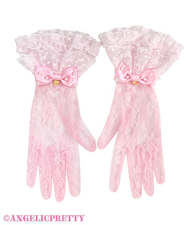Frill Lace Gloves - Pink
