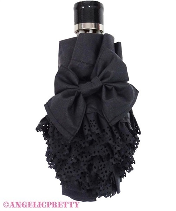 Frill Millefeuille Foldable Umbrella - Black