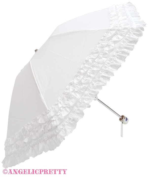 Frill Millefeuille Folding Umbrella - White
