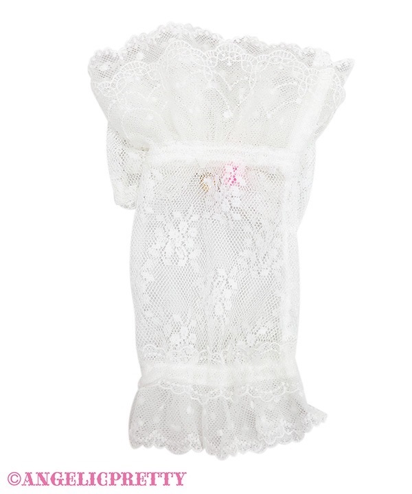 Frill Ribbon Arm Warmer - White