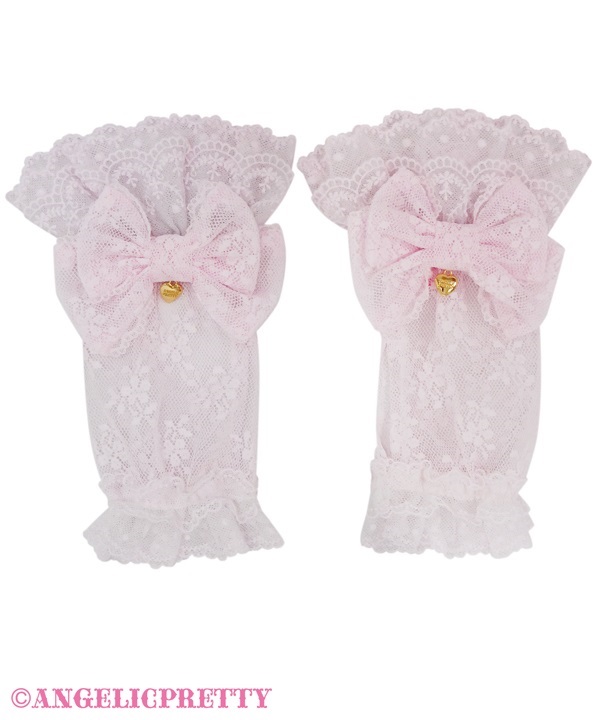 Frill Ribbon Lace Arm Warmer - Pink
