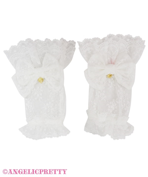 Frill Ribbon Lace Arm Warmer - White