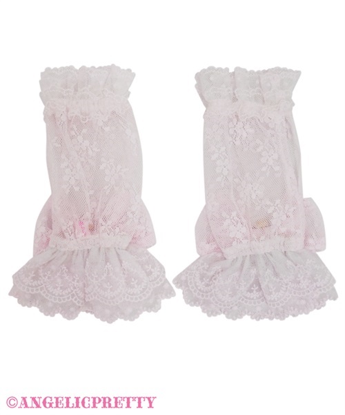 Frill Ribbon Lace Arm Warmer - White