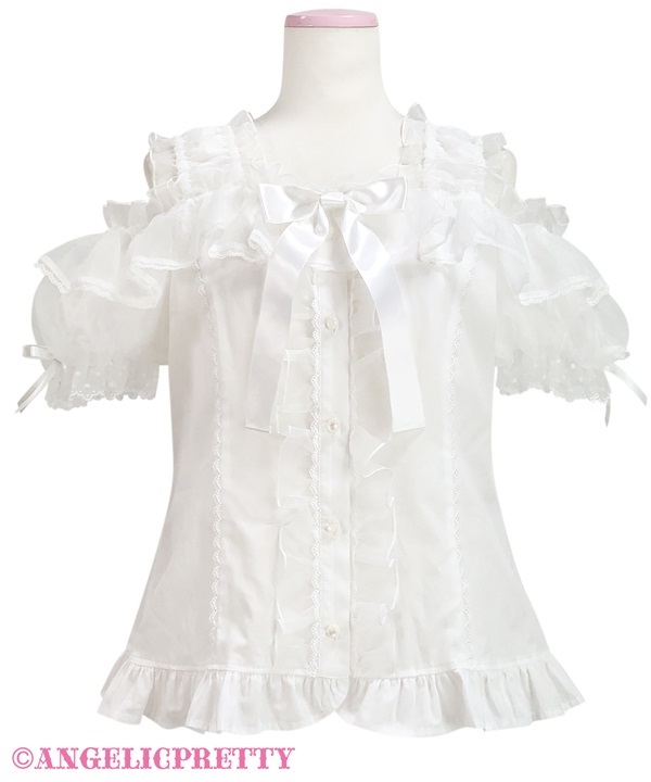 Frill See Through Off Shoulder Blouse - White