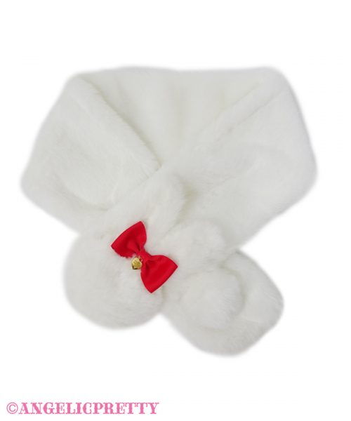 Fuwa Fuwa Bunny Scarf - White x Red