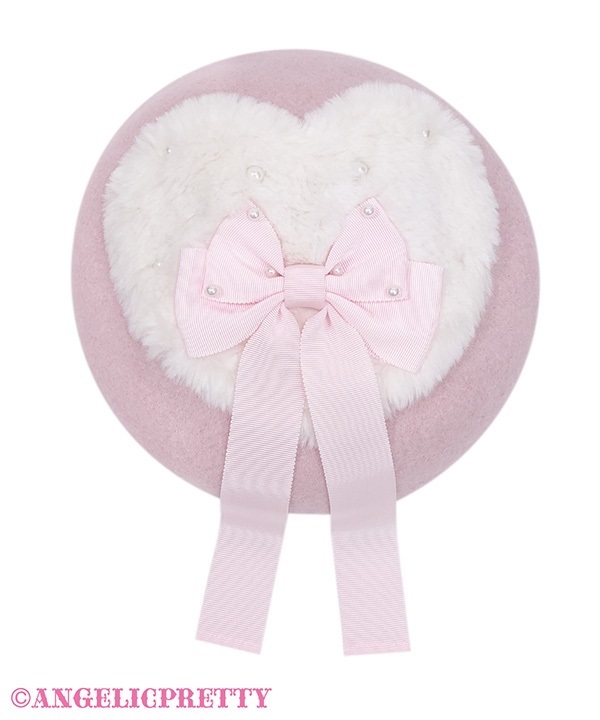 Fuwa Fuwa Heart Beret - Pink