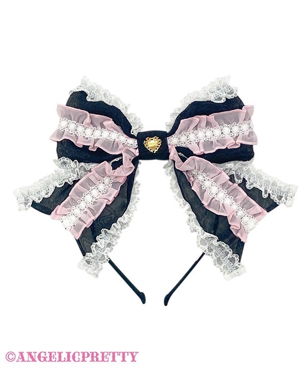 Fuwa Fuwa Ribbon Doll Headbow - Pink x Black