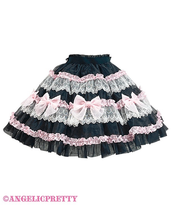 Fuwa Fuwa Ribbon Doll Skirt - Pink x Black