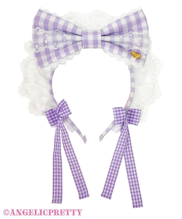 Gingham Check Cafe Headbow - Lavender