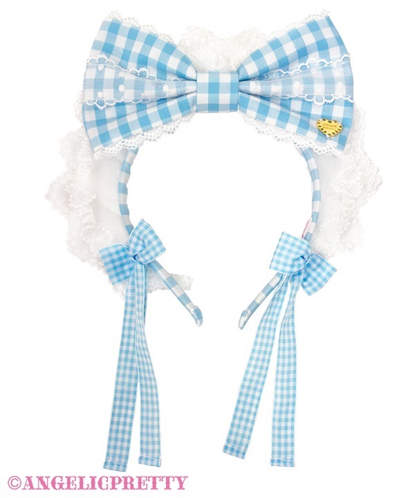Gingham Check Cafe Headbow - Sax