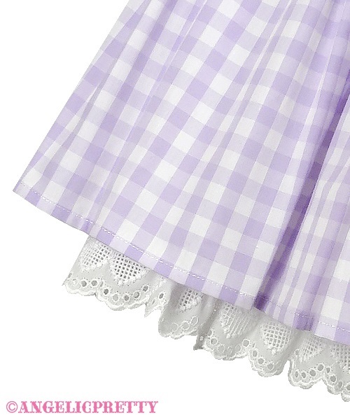 Gingham Color Scheme Ribbon Jumperskirt - Sax x Pink x Lavender - Click Image to Close