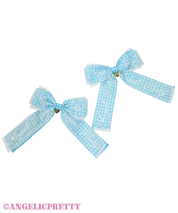 Gingham Logo Ribbon Clip Set - Sax
