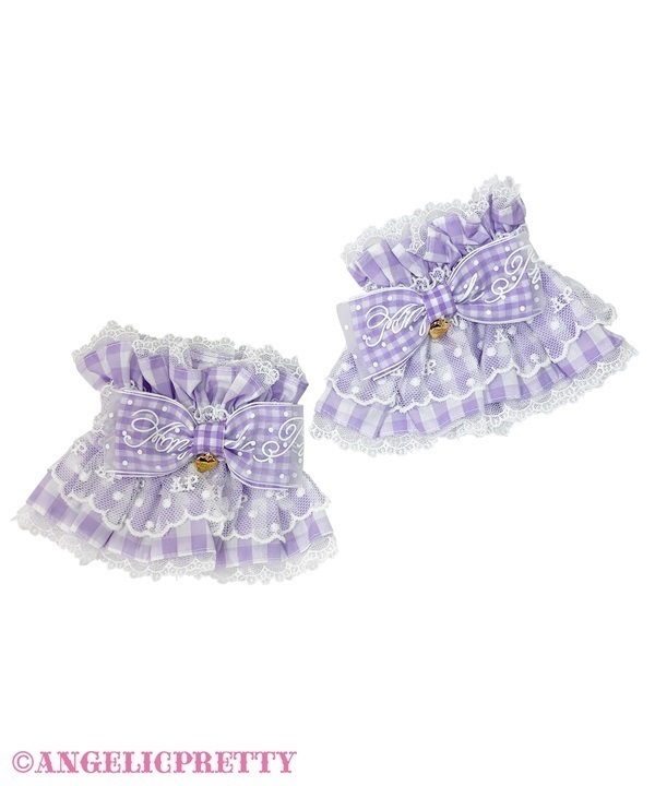 Gingham Logo Ribbon Wristcuff - Lavender