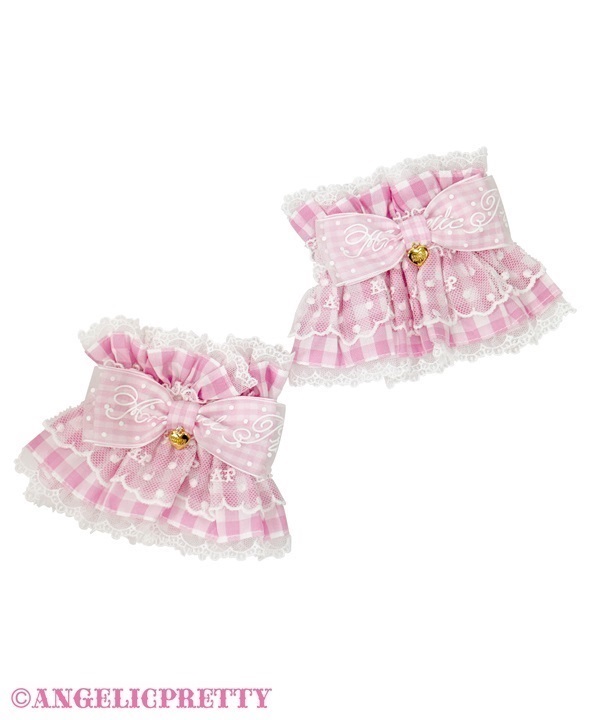 Gingham Logo Ribbon Wristcuff - Pink