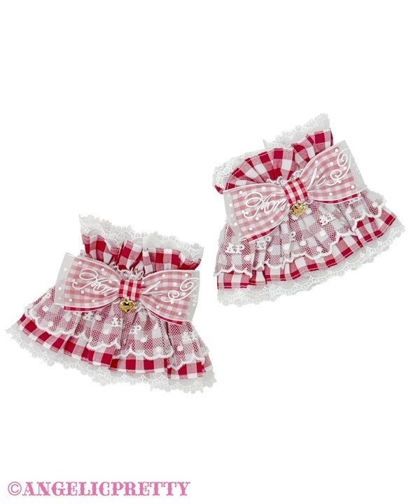 Gingham Logo Ribbon Wristcuff - Red