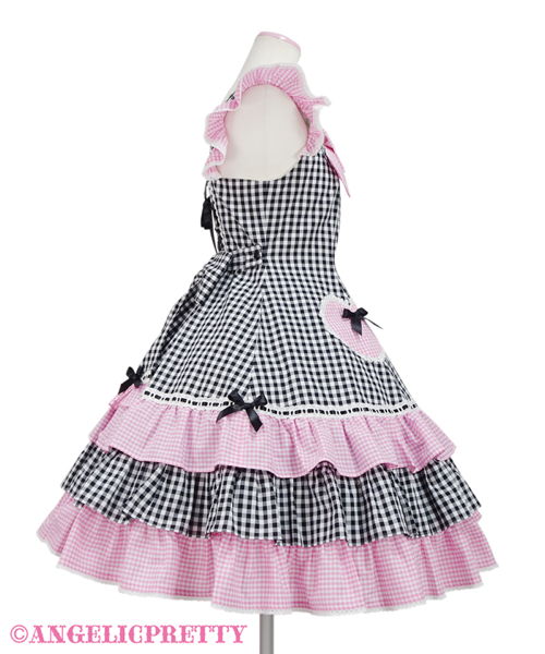 Gingham Sherbet Jumperskirt - Red x Pink