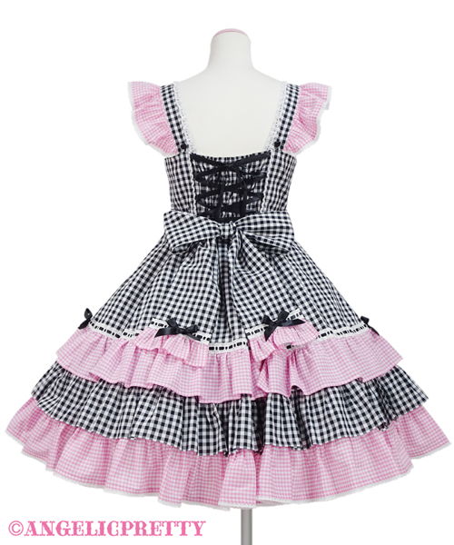 Gingham Sherbet Jumperskirt - Red x Pink