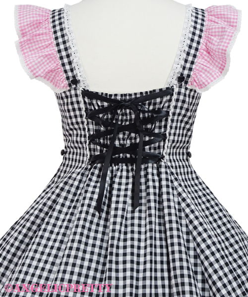 Gingham Sherbet Jumperskirt - Red x Pink