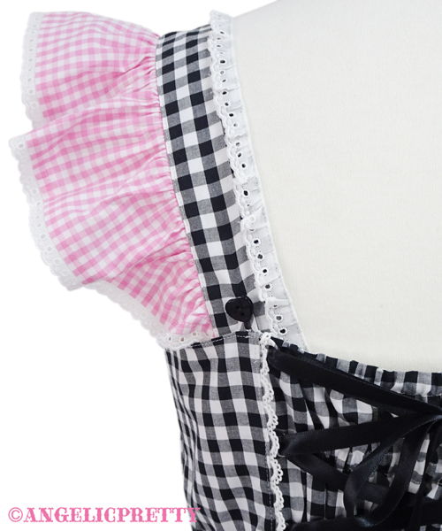 Gingham Sherbet Jumperskirt - Red x Pink - Click Image to Close