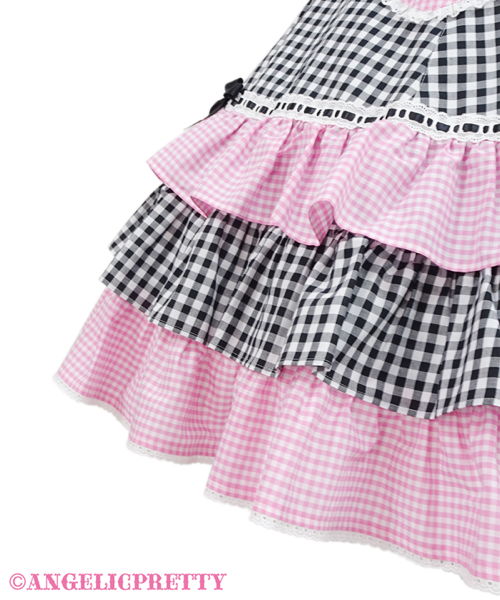 Gingham Sherbet Jumperskirt - Red x Pink