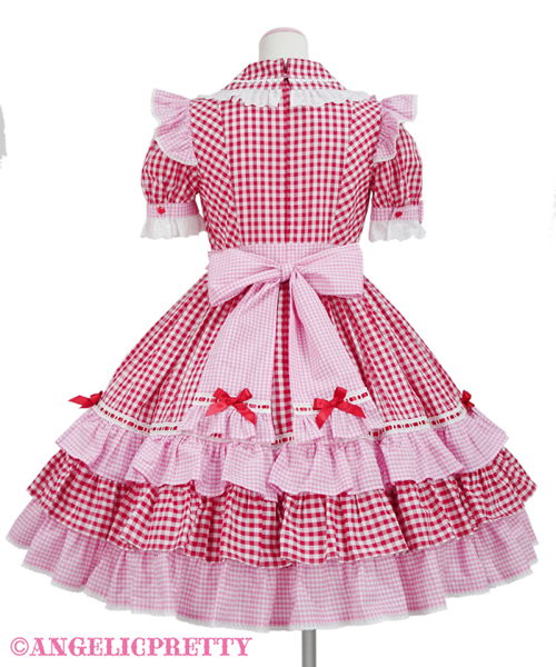 Gingham Sherbet One Piece - Red x Pink