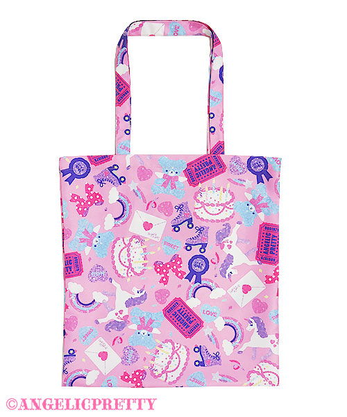 Girly Sticker Tote Bag - Pink