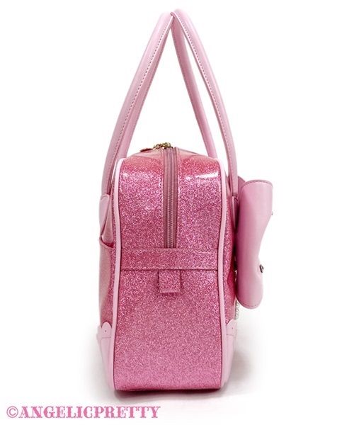 Glitter Jewel Ribbon Boston Bag - Deep Pink - Click Image to Close