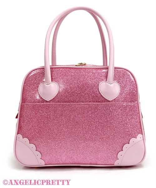Glitter Jewel Ribbon Boston Bag - Deep Pink - Click Image to Close