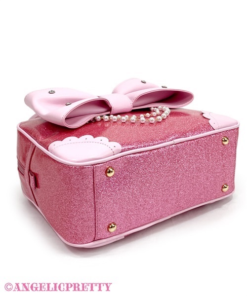 Glitter Jewel Ribbon Boston Bag - Deep Pink