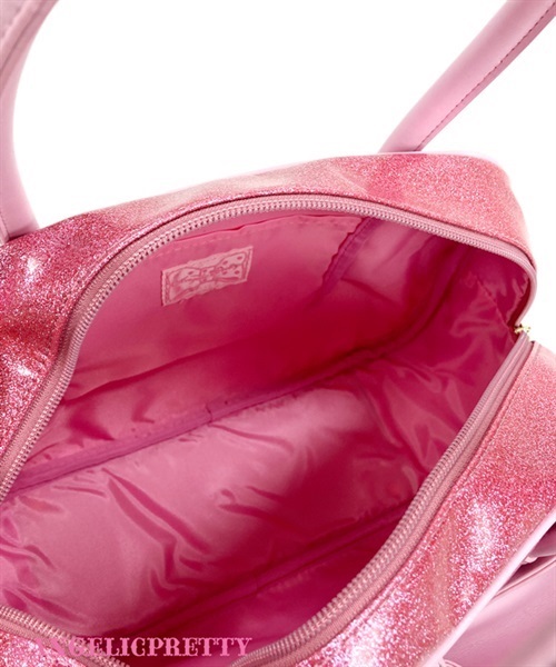 Glitter Jewel Ribbon Boston Bag - Deep Pink