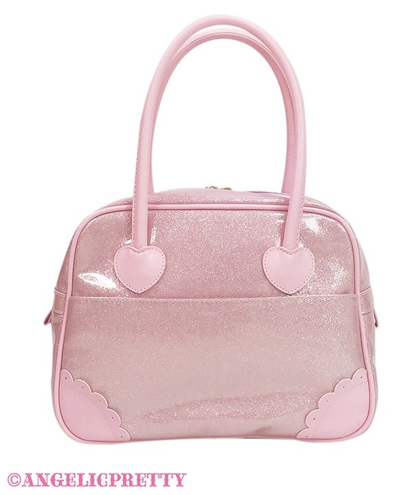 Glitter Jewel Ribbon Boston Bag - White