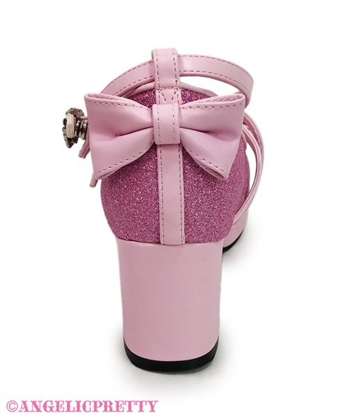 Glitter Jewel Ribbon Shoes (M) - White - Click Image to Close