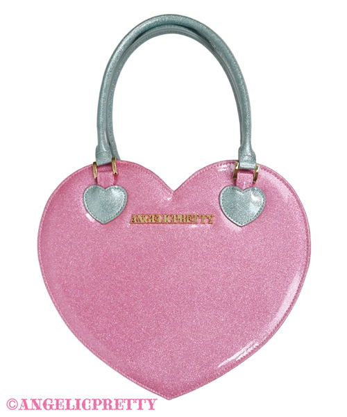 Glitter Love Heart Tote Bag - Pink x Sax
