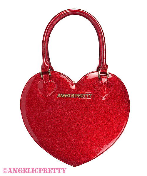 Glitter Love Heart Tote Bag - Red