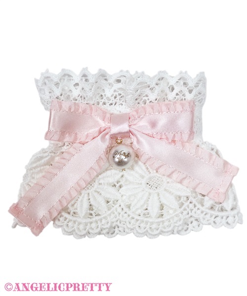 Grace Lace Cuffs - White x Pink