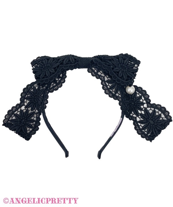 Grace Lace Headbow - Black