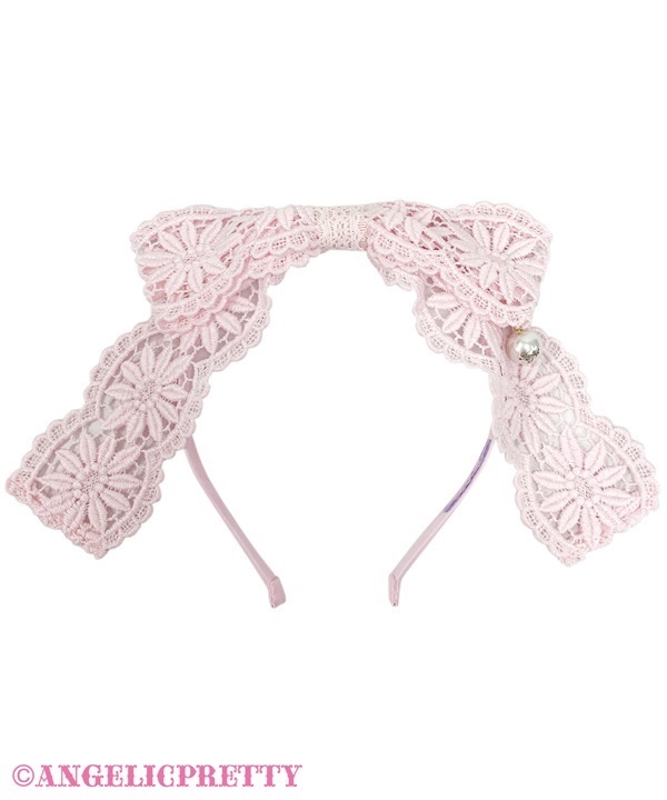 Grace Lace Headbow - Pink - Click Image to Close