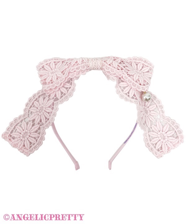 Grace Lace Headbow - Pink