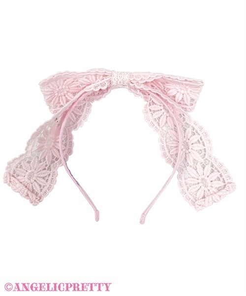 Grace Lace Headbow - Pink - Click Image to Close