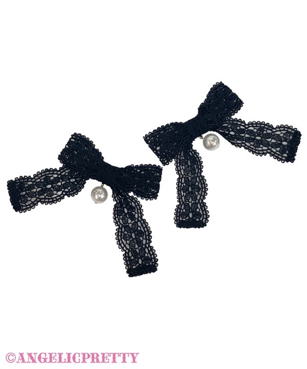 Grace Lace Ribbon Clip Set - Black - Click Image to Close