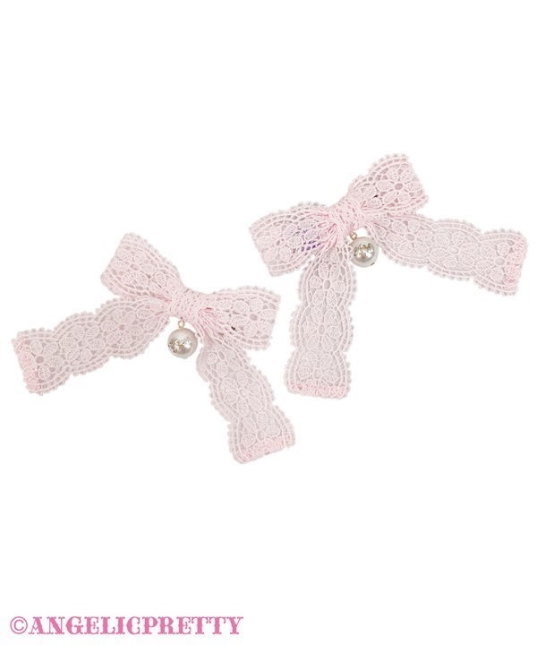 Grace Lace Ribbon Clip Set - Pink - Click Image to Close