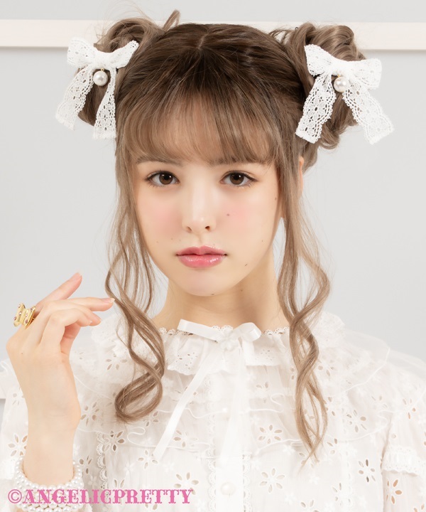 Grace Lace Ribbon Clip Set White [242KH04110590wh] 44.00