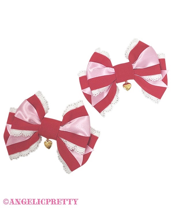Haishoku Ribbon Clip Set - Red x Pink