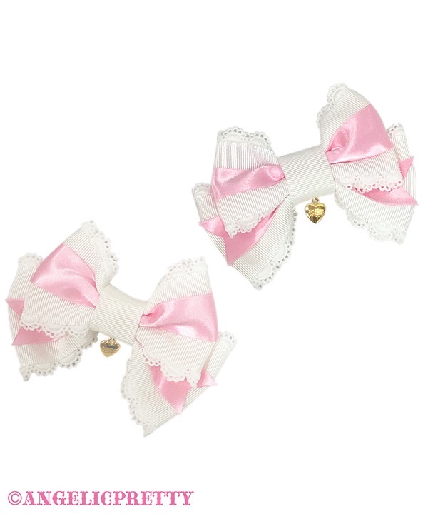 Haishoku Ribbon Clip Set - White x Pink